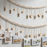 guirlande décorative boho coeurs flèches clips bois naturel doré rustique