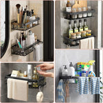 rangements étagères salle bain adhésives modernes noires grille rangement cosmétiques accessoires toiletttes