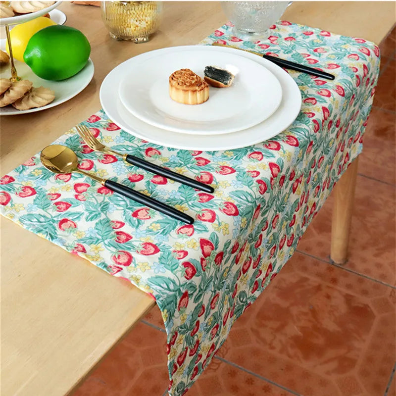 serviettes table coton fleurs modernes vert rose bleu blanc cuisine maison restaurant