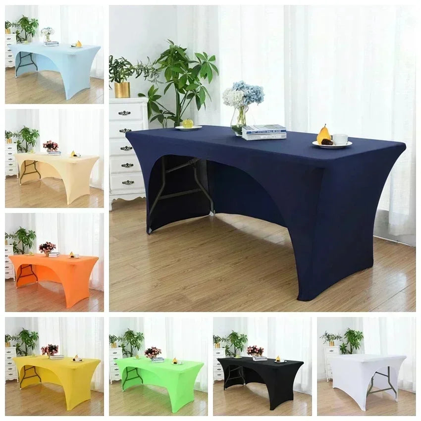 nappe table extensible spandex moderne noire bleu marine jaune verte rouge personnalisable mariage hôtelextérieur