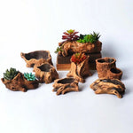 planteur bois naturel rustique grain bois opaque décoration intérieure fleur verte pastoral