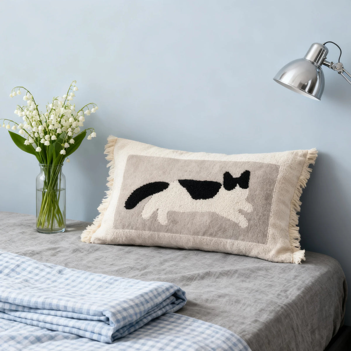 housse coussin brodée porc chien animaux motifs doux lit polyester coton respectueux environnement christmas