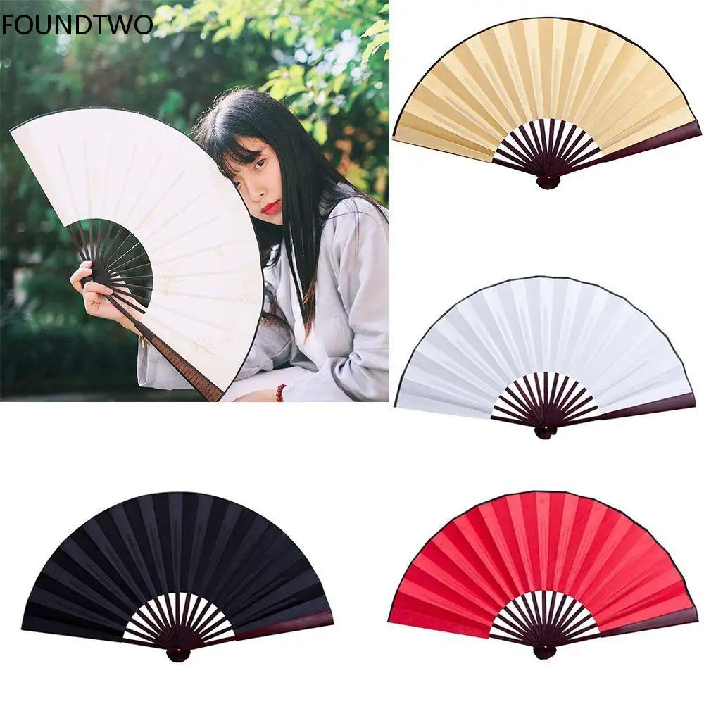 éventail pliant 10 pouces blanc rouge noir classique rayures clips double face