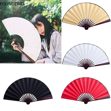 éventail pliant 10 pouces blanc rouge noir classique rayures clips double face