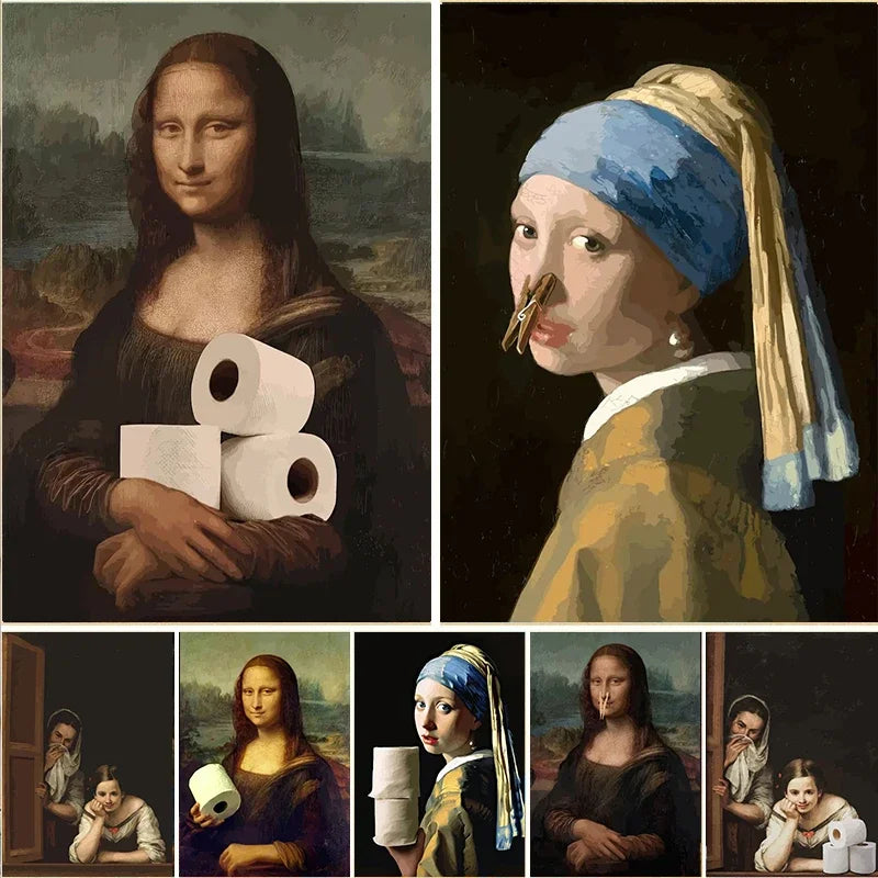 Tableau déco mural toile Mona Lisa drôle sans cadre vue de face