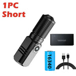 lampe torche noire rechargeable 1600lm ip64 zoom texturée rainures compact moderne