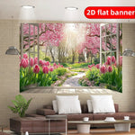 bannière décorative printemps tulipes cerisiers fleurs naturelle suspension mariage anniversaire