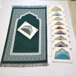 tapis prière islamique géométrique polyester bleu vert gris violet moderne