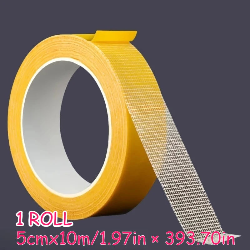 ruban double face adhésif jaune perforations pratique pvc utilitaire maison 10m longueur