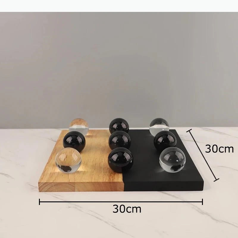 jeu boules noires transparentes modernes boîte rangement bois minimaliste lisses rondes