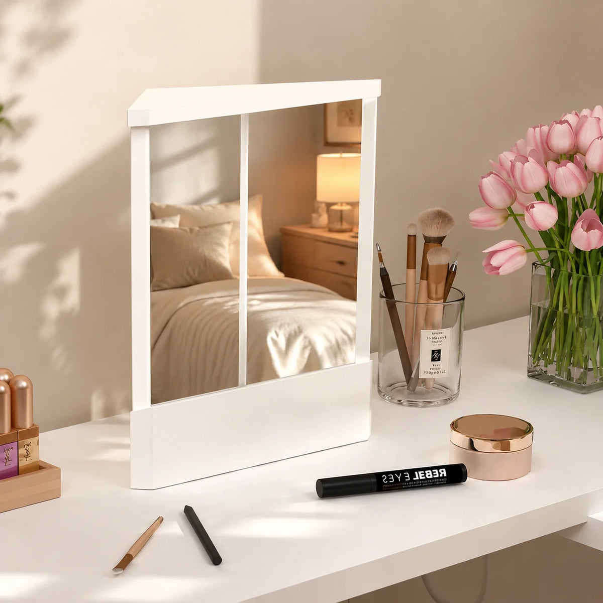 miroir mural moderne blanc rectangulaire sans inversion maison salle bain