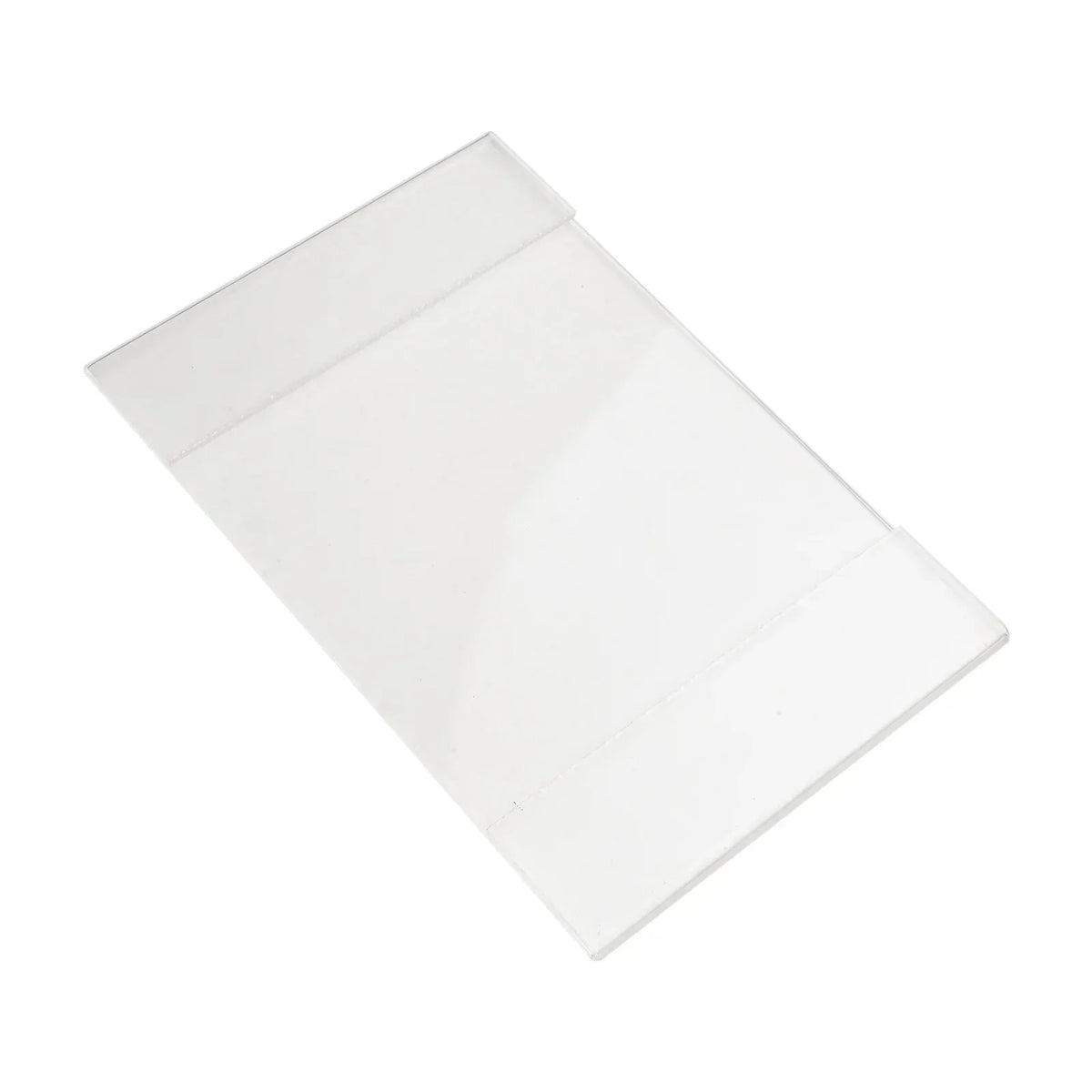 Cadre porte-étiquette acrylique blanc posé sur une table