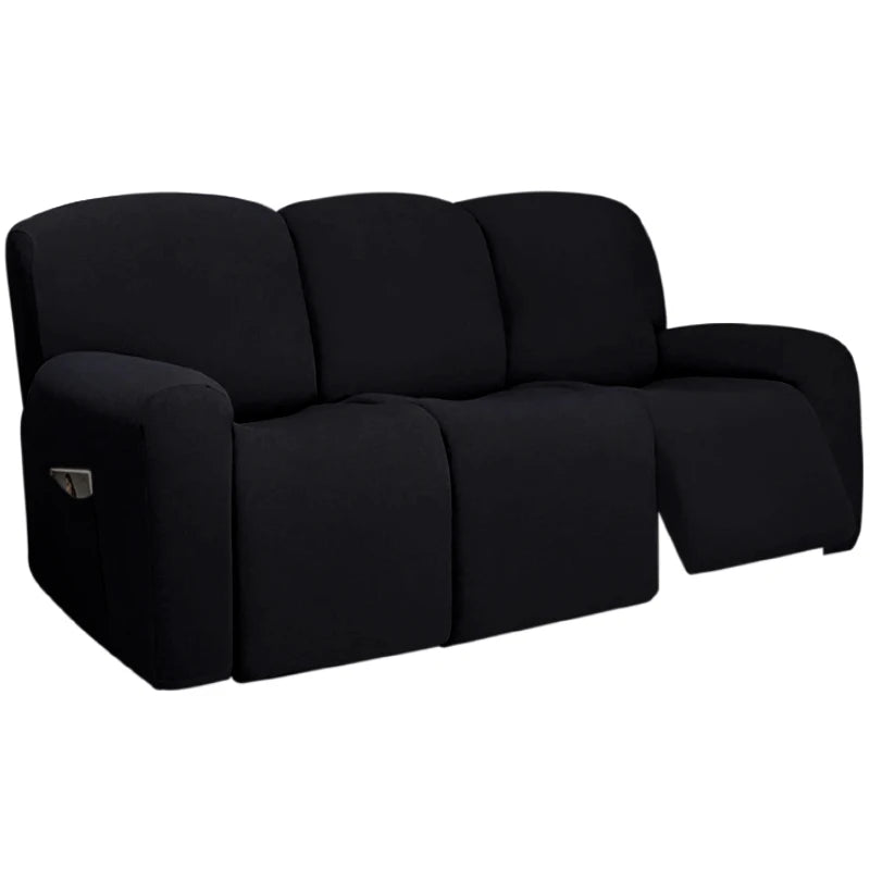 housse canapé inclinable fauteuil polyester lavable moderne élastique gris foncé doux poche rangement summer