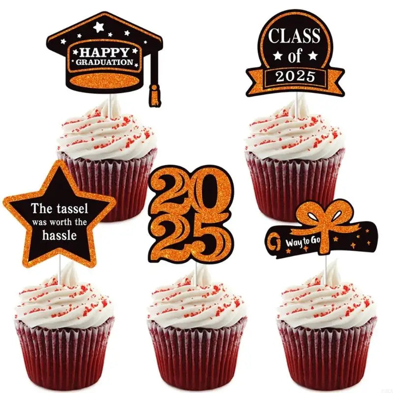décorations cupcakes fête anniversaire glitter doré noir bleu vert piques messages graduation chiffres