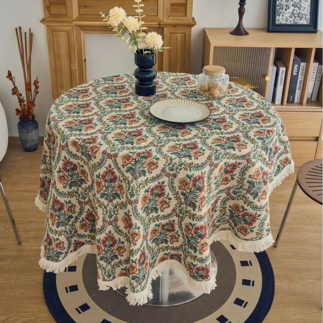 Nappe table multicolore florale classique maison fête mariage noël diamètre 60inch