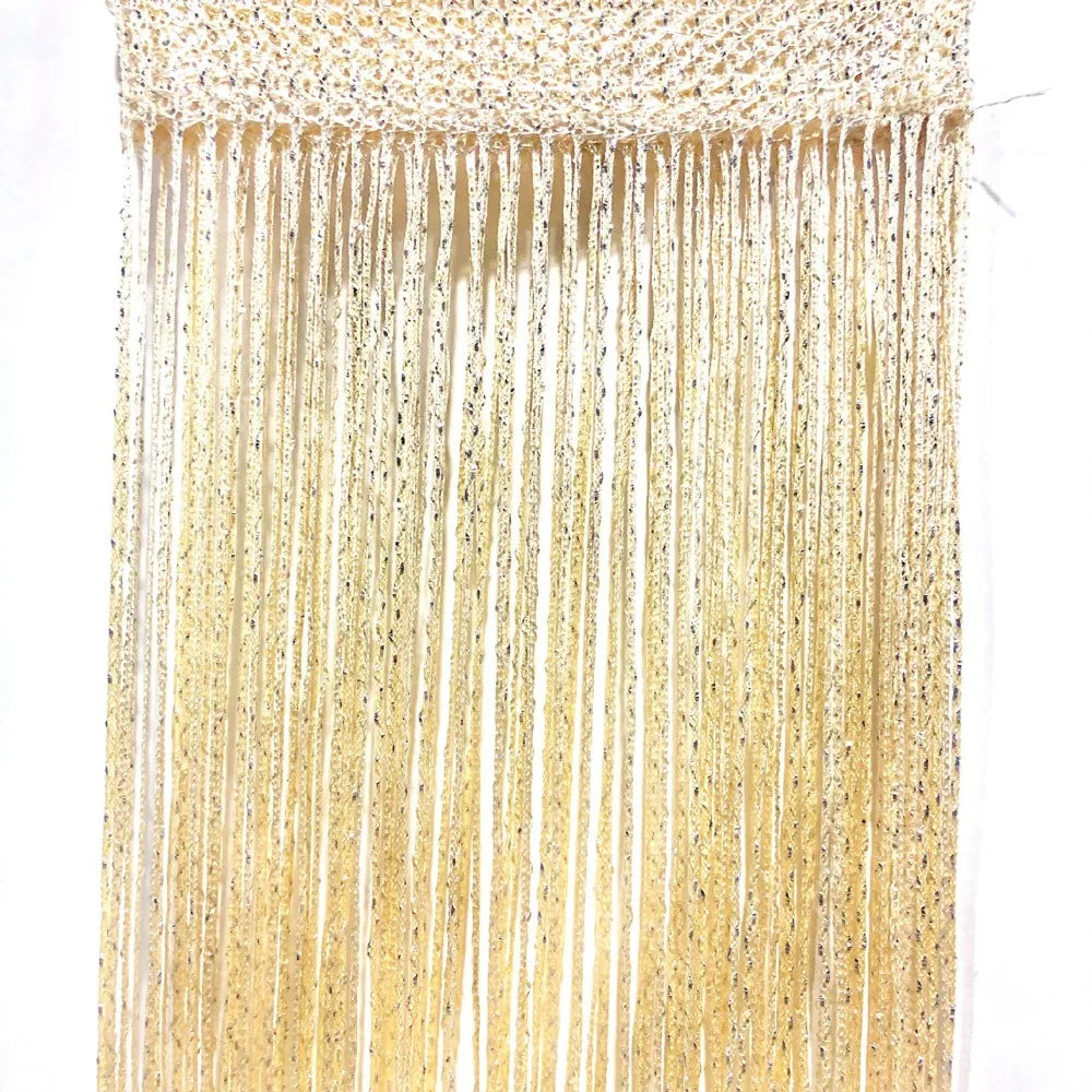 rideaux modernes argentés 1m 2m franges brillantes polyester translucides chambre