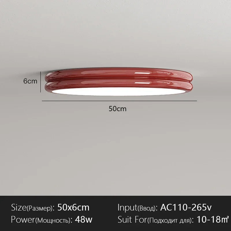 plafonnier led moderne rouge vert blanc opaques rond lisse.Surface monté interrupteur bouton