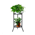 support fleurs étagère métal noir blanc ajouré circulaire plante verte pot terre cuite industriel