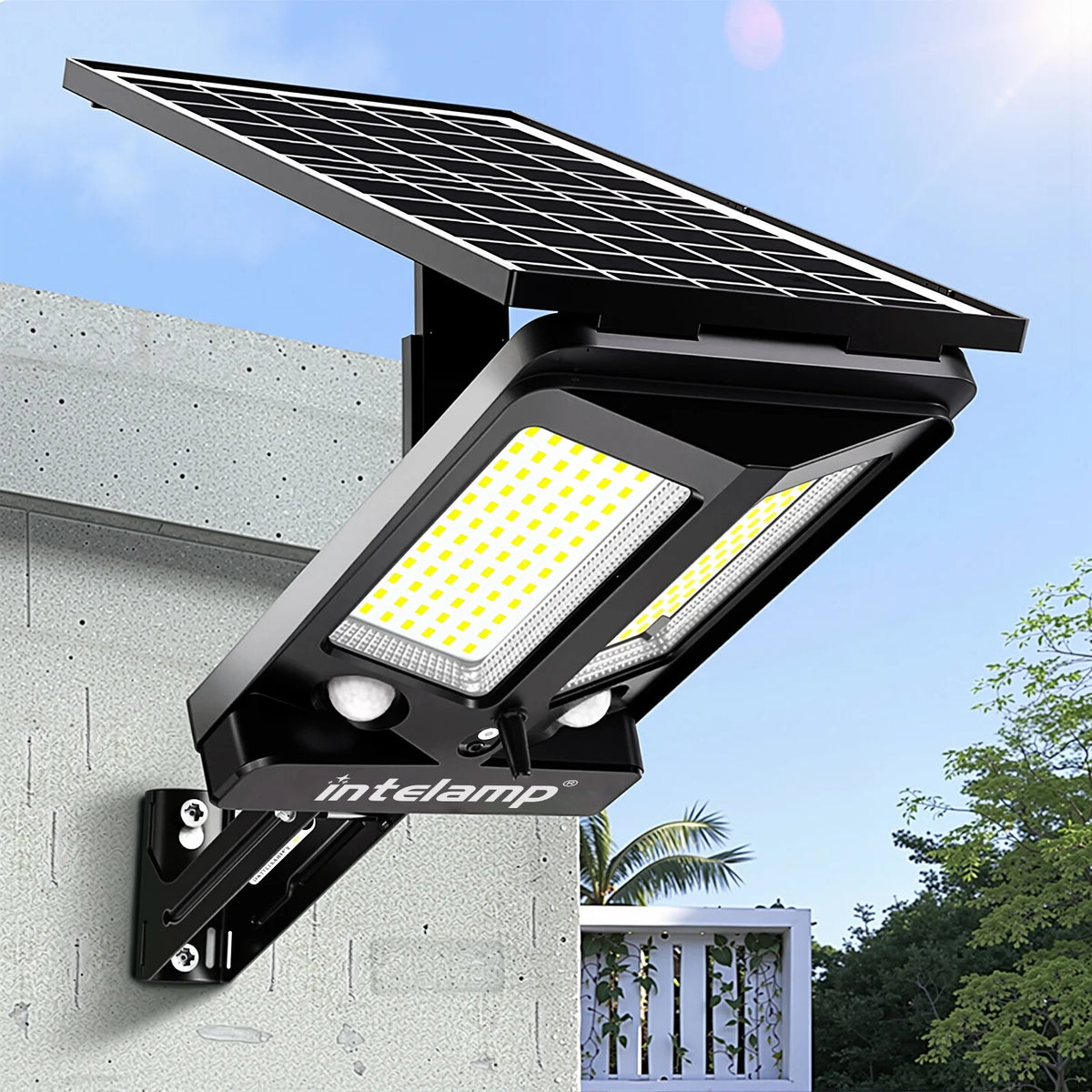 lampe solaire moderne noire capteurs télécommande ip65 led 12500mAh 3000lumen