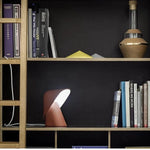 lampe table moderne minimaliste résine led marron noir beige clair interrupteur bouton vde ul