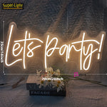 néon lumineux blanc let's party moderne câble électrique 70x35cm minimalisteOpaque