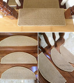 tapis d'escalier moderne antidérapant 15 pièces adhésif beige clair texture tissée polyester