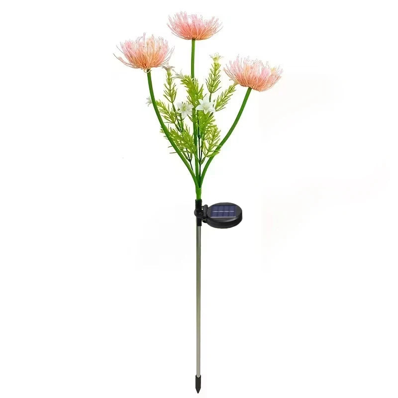 lampes solaires extérieures fleurs led rose verte modernes feuilles