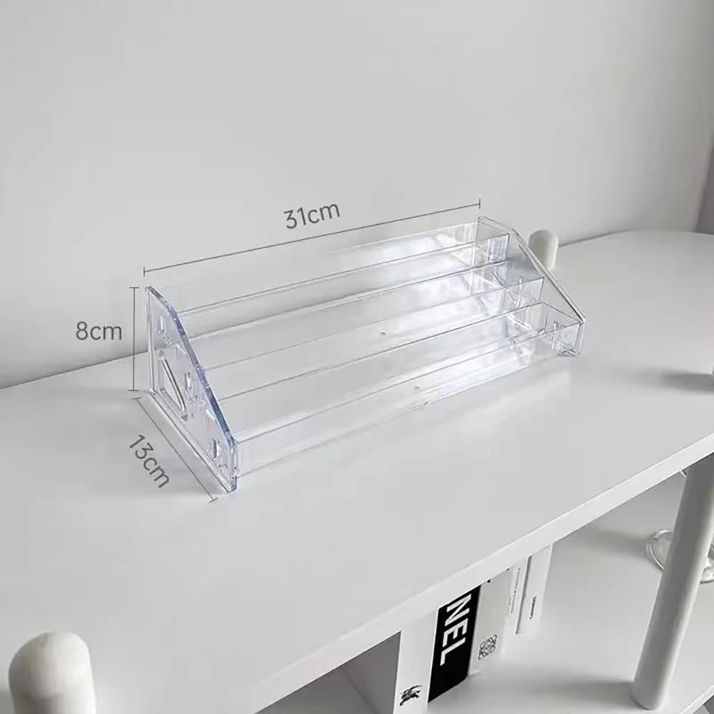 organisateur maquillage transparent palette fards plastique acrylique moderne minimaliste miroir table produits cosmétiques
