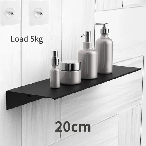 étagère murale adhésive salle bain rangement moderne aluminium noir blanc gris support cosmétique