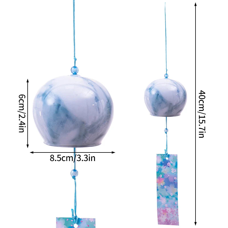 mobiles vent japonais verre transparent poissons chats décor extérieur rouge vert bleu blanc