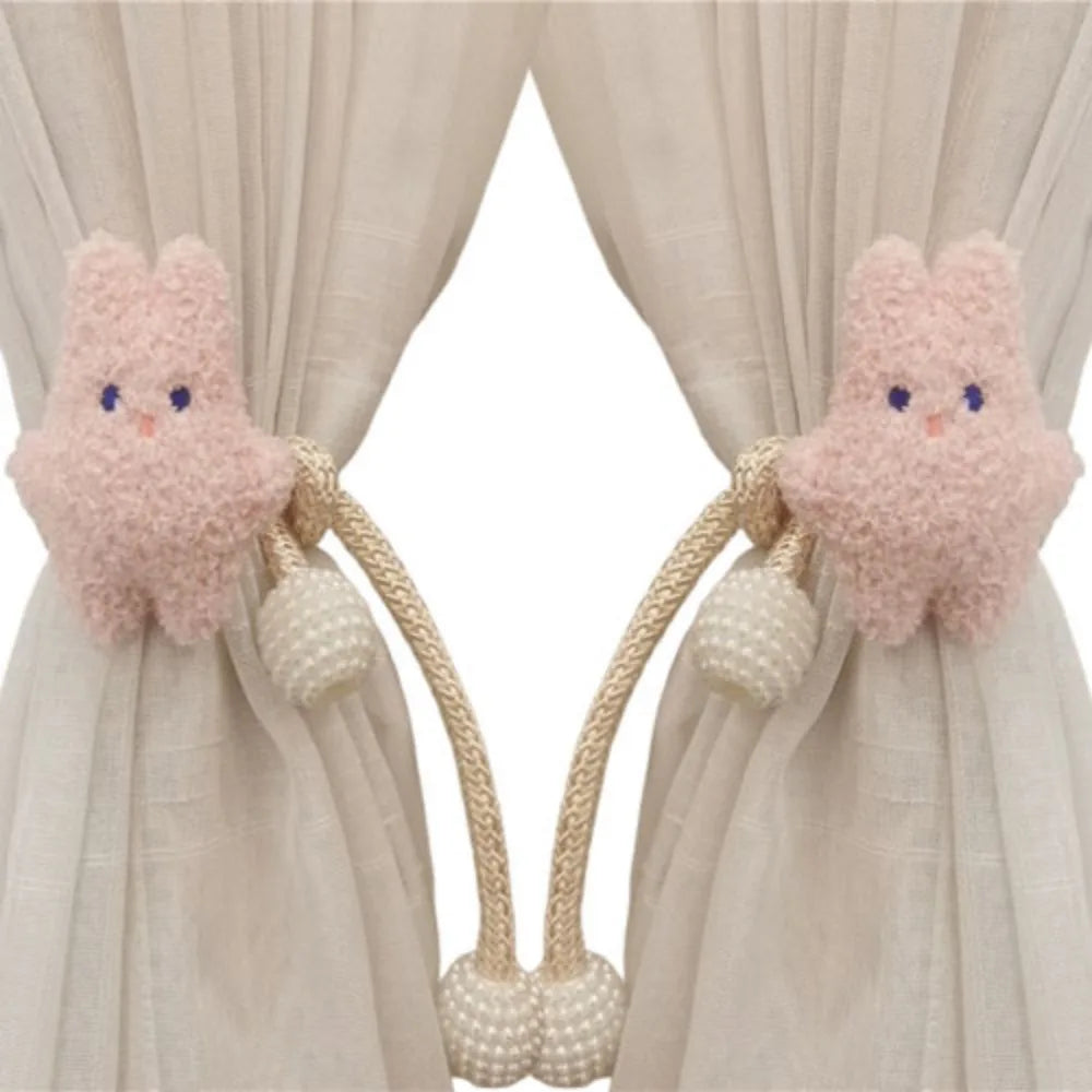 attache cordon fenêtre teddy bear mignon décoration maison tissu doux couleur beige marron clair
