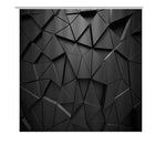 rideau douche géométrique moderne motif polygone noir gris abstrait opaque contemporain tringle métal