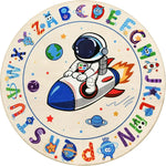 tapis rond moderne alphabet astronautes lettres planètes bébé chambre éducation antidérapant polyester multifonctionnel