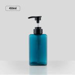distributeur savon liquide bleu vert transparent contemporain 250ml 450ml 650ml pompe bouchon rechargeableextérieurvoyage