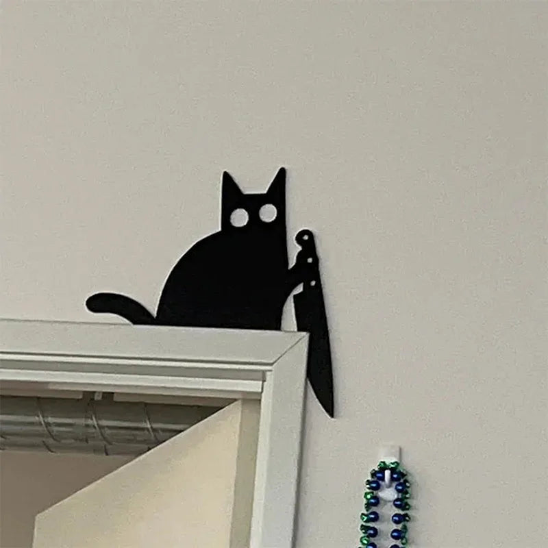 autocollant mural silhouette chats couleur noire minimaliste fixations adhésives chambre enfants deco moderne