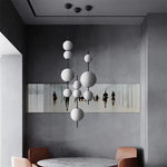 lustre suspension boules verre blanc moderne opalescent encastré minimaliste chambre salle manger