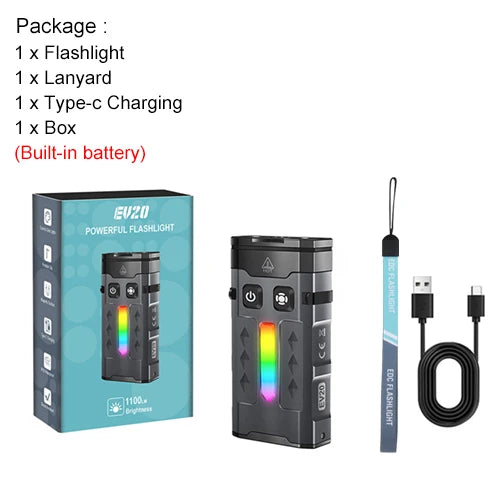 lampe torche multifonction noire led rechargeable clip magnétique texture métallique modes lumineux variateurs