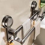 porte serviettes mural gris métallisé ventouse moderne salle bain cuisine douche