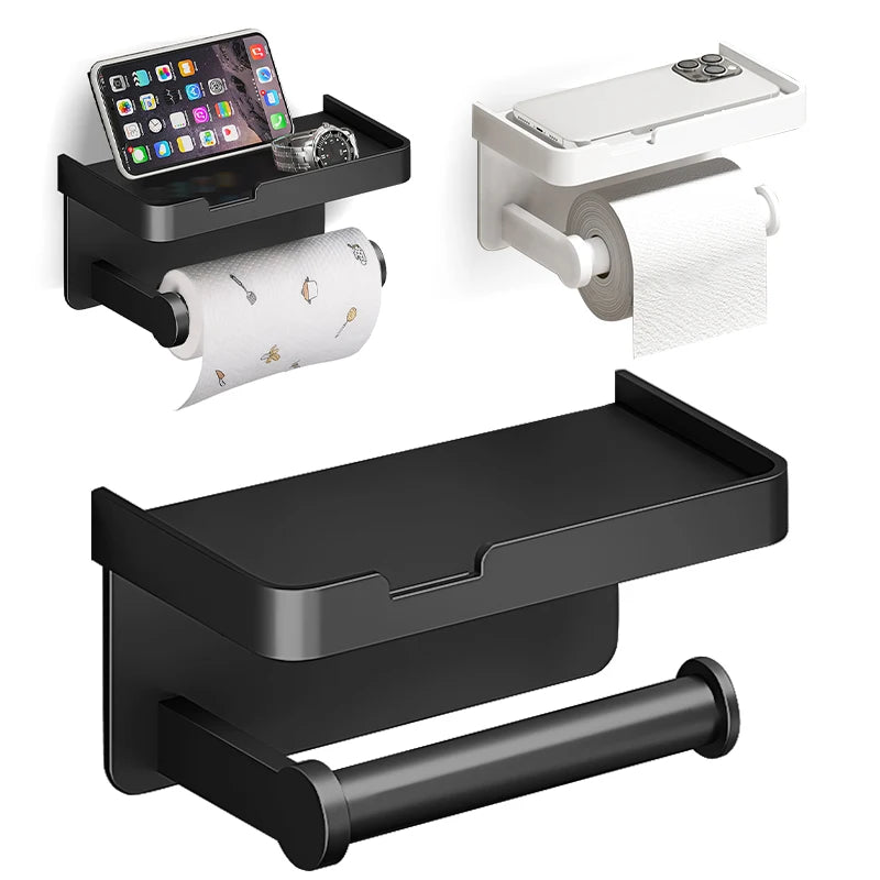 support papier toilette multifonctionnel noir moderne porte papier porte savon porte montre porte telephone