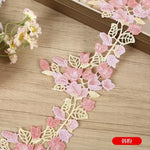 ruban dentelle polyester feuilles fleurs 8.5cm largeur artisanat broderie fine opacité écolo événement