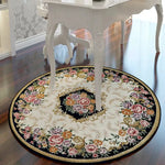 tapis rond décoratif classique motif floral broderie intérieur salon maison doux antidérapant