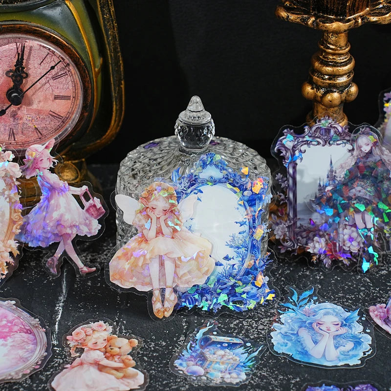 autocollants transparents fleurs personnages féeriques animaux marins romantique scrapbooking bricolage