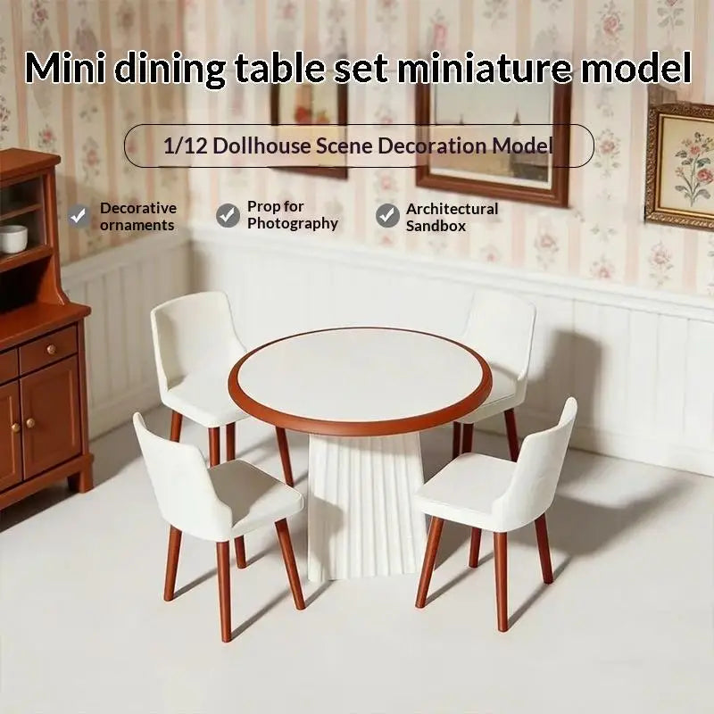table manger miniatures chaises maison poupées bois imitation moderne blanc marron accessoire décoration DIYscrição