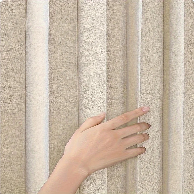 rideau plissé moderne porte intérieure beige clair tissu texturé plis verticaux opacité variable barre