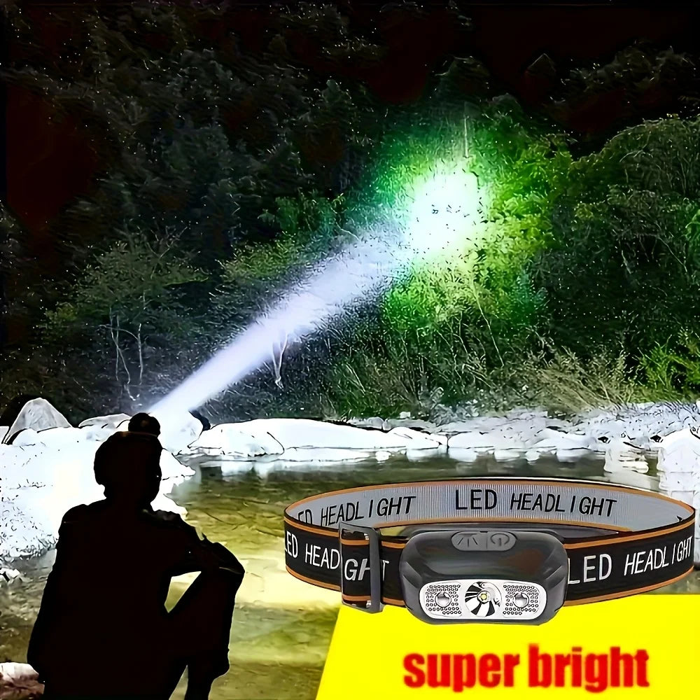 lampe frontale led rechargeable mini sensor vert orange rayures moderne pratique
