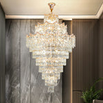 lustre cristal moderne salon doré transparent élégant haute led semi encastrée