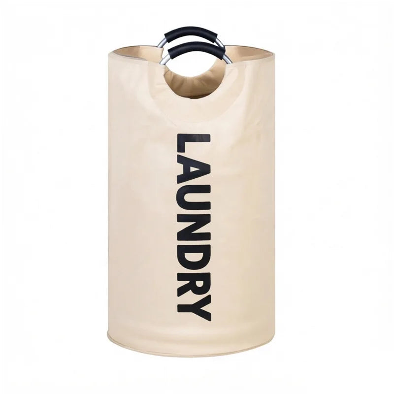 panier linge imperméable oxford beige noir imprimé laundry poignées métalliques empilable moderne pratique