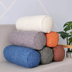 coussins ronds modernes imperméables blanc gris orange bleu marron texture lin amovibles lavables adultes