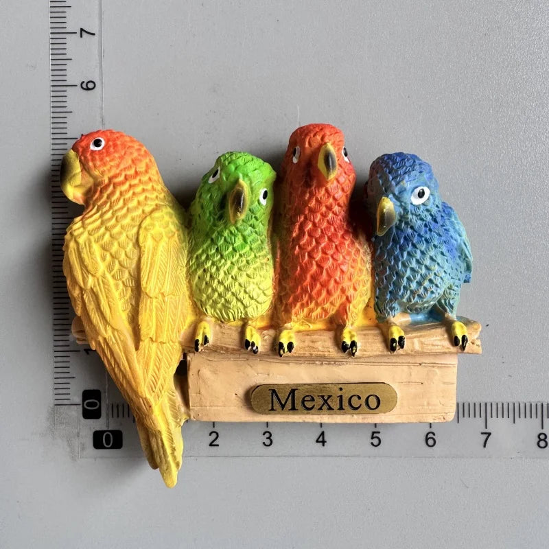 aimants réfrigérateur mexicains sombreros guitares cactus motifs floraux animaux exotiques souvenirs traditionnels multicolores