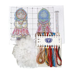 kit broderie motifs russes traditionnels fils coton carton grille taille peluche blanche plié plastique